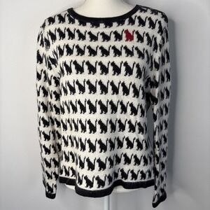 Christopher & Banks Hand Embroidered Cat Sweater Size Large Vintage
